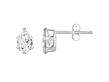 Picture of 6x4mm Pear Shape White Topaz Rhodium Over 10k White Gold Stud Earrings