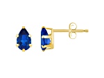 6x4mm Pear Shape Lab Created Sapphire 10k Yellow Gold Stud Earrings