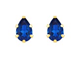6x4mm Pear Shape Lab Created Sapphire 10k Yellow Gold Stud Earrings