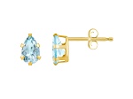6x4mm Pear Shape Aquamarine 10k Yellow Gold Stud Earrings