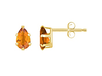 Picture of 6x4mm Pear Shape Citrine 10k Yellow Gold Stud Earrings