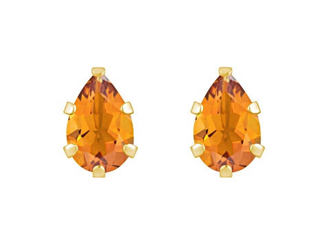6x4mm Pear Shape Citrine 10k Yellow Gold Stud Earrings