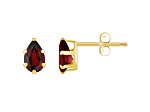 6x4mm Pear Shape Garnet 10k Yellow Gold Stud Earrings