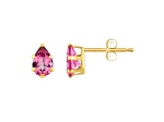 6x4mm Pear Shape Pink Topaz 10k Yellow Gold Stud Earrings