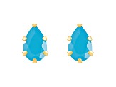 6x4mm Pear Shape Turquoise 10k Yellow Gold Stud Earrings