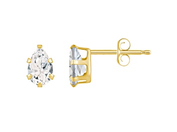 Picture of 6x4mm Pear Shape White Topaz 10k Yellow Gold Stud Earrings