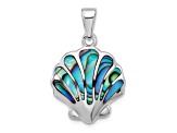 Rhodium Over Sterling Silver Polished Abalone Shell Pendant
