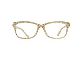 Gold Crystal Rectangular Frame Reading Glasses. Strength 2.00