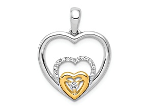 14k Two-tone Gold Diamond Triple Heart Pendant