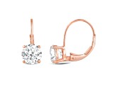 White Cubic Zirconia 14k Rose Gold Earrings With Velvet Gift Box 2.00ctw