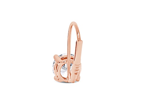 White Cubic Zirconia 14k Rose Gold Earrings With Velvet Gift Box 2.00ctw