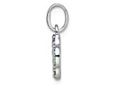 Rhodium Over Sterling Silver  Rainbow Nano Crystal Clover Pendant