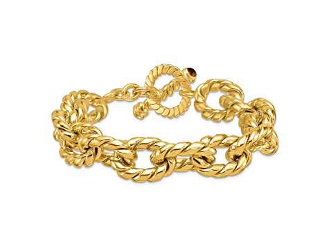 14K Yellow Gold Citrine Twisted Oval Link 8.5-inch Toggle Bracelet