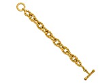 14K Yellow Gold Citrine Twisted Oval Link 8.5-inch Toggle Bracelet