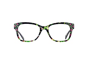 Green Crystal Square Frame Reading Glasses. Strength 2.50