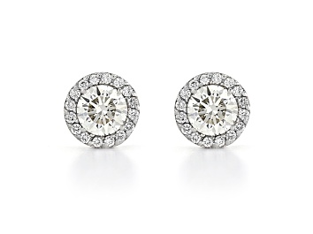 Picture of White Lab-Grown Diamond 14kt White Gold Halo Stud Earrings 2.00ctw