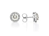 White Lab-Grown Diamond 14kt White Gold Halo Stud Earrings 2.00ctw