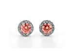 Pink And White Lab-Grown Diamond 14kt White Gold Halo Stud Earrings 2.00ctw