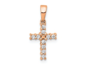 14K Rose Gold Diamond Latin Cross Pendant
