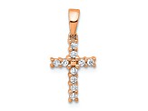 14K Rose Gold Diamond Latin Cross Pendant