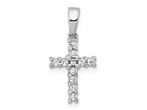 Rhodium Over 14K White Gold Diamond Latin Cross Pendant