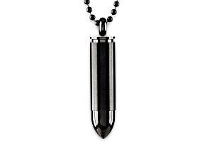 Invicta Jewelry Men's Bullet Capsule Dual Finish Black Steel Necklace - 24"