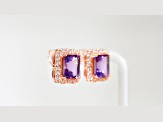 Amethyst and CZ 4.36 Ctw Octagon 18K Rose Gold Over Sterling Silver Center Design Earrings Jewelry