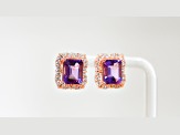 Amethyst and CZ 4.36 Ctw Octagon 18K Rose Gold Over Sterling Silver Center Design Earrings Jewelry