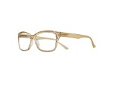 Gold Crystal Rectangular Frame Reading Glasses. Strength 3.00