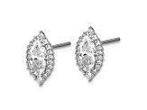 Rhodium Over Sterling Silver Marquise Cubic Zirconia Halo Post Earrings
