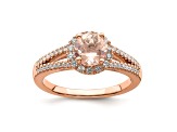 14K Rose Gold Morganite Diamond Halo Engagement Ring 2.56ctw