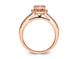14K Rose Gold Morganite Diamond Halo Engagement Ring 2.56ctw