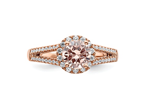 14K Rose Gold Morganite Diamond Halo Engagement Ring 2.56ctw