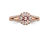 14K Rose Gold Morganite Diamond Halo Engagement Ring 2.56ctw