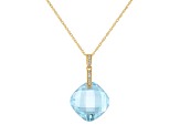 Sky Blue Topaz 14K Gold Pendant With Chain 11.10 ctw
