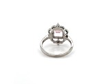 Octagon Pink Morganite and White Diamond 14K White Gold Ring