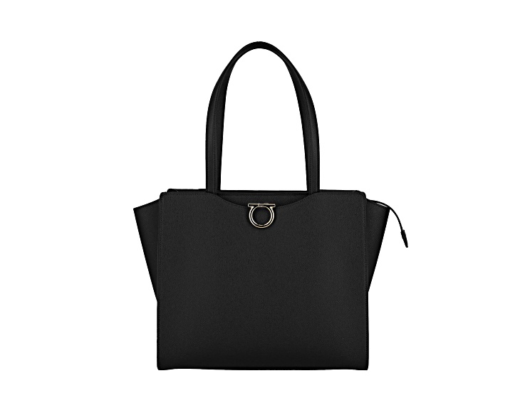 Ferragamo Gemini Black Leather Shoulder Bag - 1C71WB | JTV