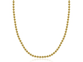 14K Yellow Gold Over Sterling Silver 3MM Moon Cut Bead Chain Necklaces Size - 18 Inches