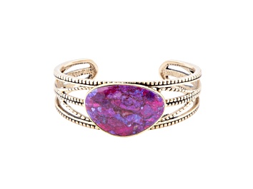 Picture of Barse Jewelry Purple Composite Turquoise Gold Tone Roped Cuff Bracelet