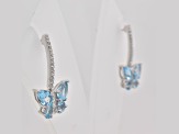 2.88ctw Pear Swiss Blue Topaz and Cubic Zirconia Rhodium Over Sterling Silver Butterfly Earrings
