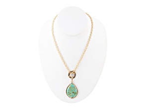 Barse Jewelry Blue Composite Turquoise Gold Tone Abby Pendant Necklace
