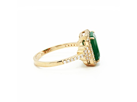 3.28 Ctw Emerald and 0.44 Ctw White Diamond Ring in 14K YG