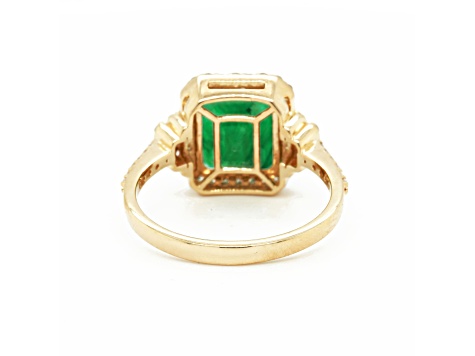 3.28 Ctw Emerald and 0.44 Ctw White Diamond Ring in 14K YG