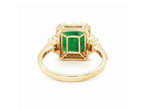3.28 Ctw Emerald and 0.44 Ctw White Diamond Ring in 14K YG