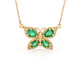 Emerald and Diamond 18K Yellow Gold over Sterling Silver Necklace 2.81ctw