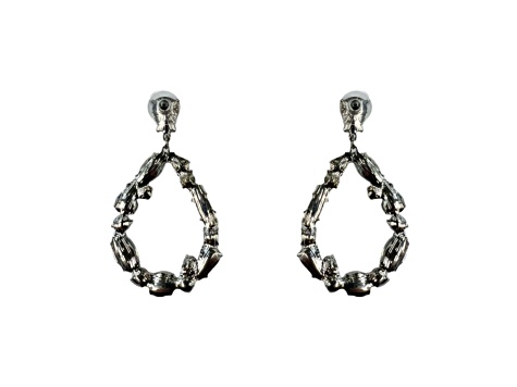 Off Park® Collection, Silver-Tone Oval Open Center Mixed-Shaped Clear Crystal Drop Earrings.
