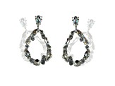 Off Park® Collection, Silver-Tone Oval Open Center Mixed-Shaped Clear Crystal Drop Earrings.