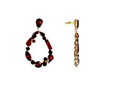 Off Park® Collection, Gold-Tone Oval Open Center Mixed-Shaped Siam Red Crystal Drop Earrings.
