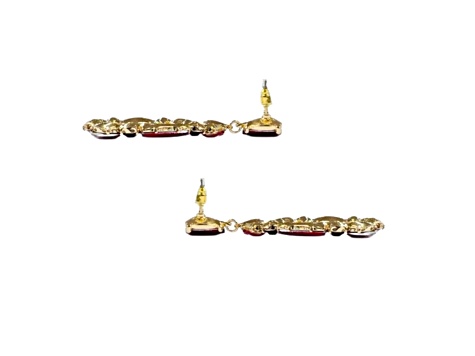 Off Park® Collection, Gold-Tone Oval Open Center Mixed-Shaped Siam Red Crystal Drop Earrings.