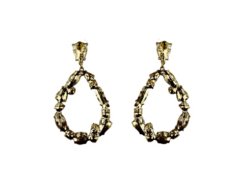 Off Park® Collection, Gold-Tone Oval Open Center Mixed-Shaped Siam Red Crystal Drop Earrings.